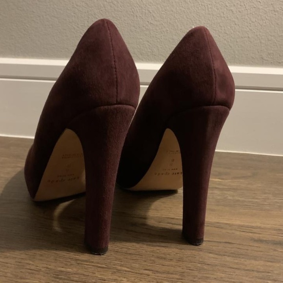 Kate Spade "Nessle" Lush Italian Suede/Leather Platform Pump Burgundy  Sz 9 - Picture 7 of 10